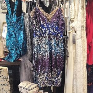 Multi color sequence dress with straps